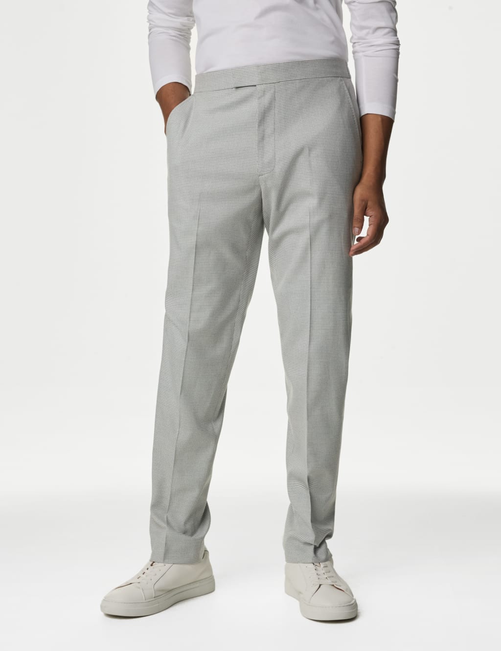 Puppytooth Elasticated Stretch Suit Trousers