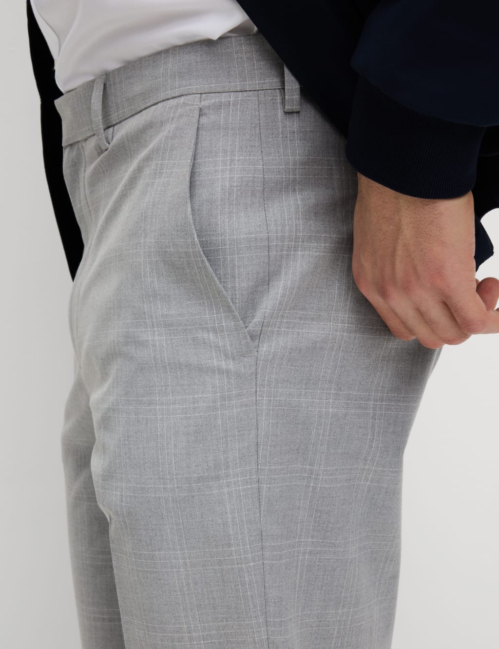 Tailored Fit Flat Front Check Trousers 4 of 6