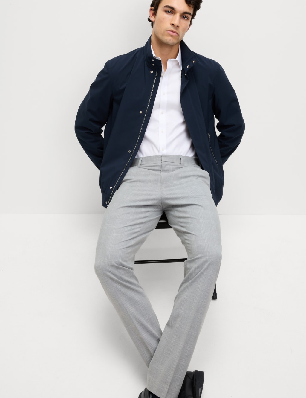 Tailored Fit Flat Front Check Trousers 6 of 6