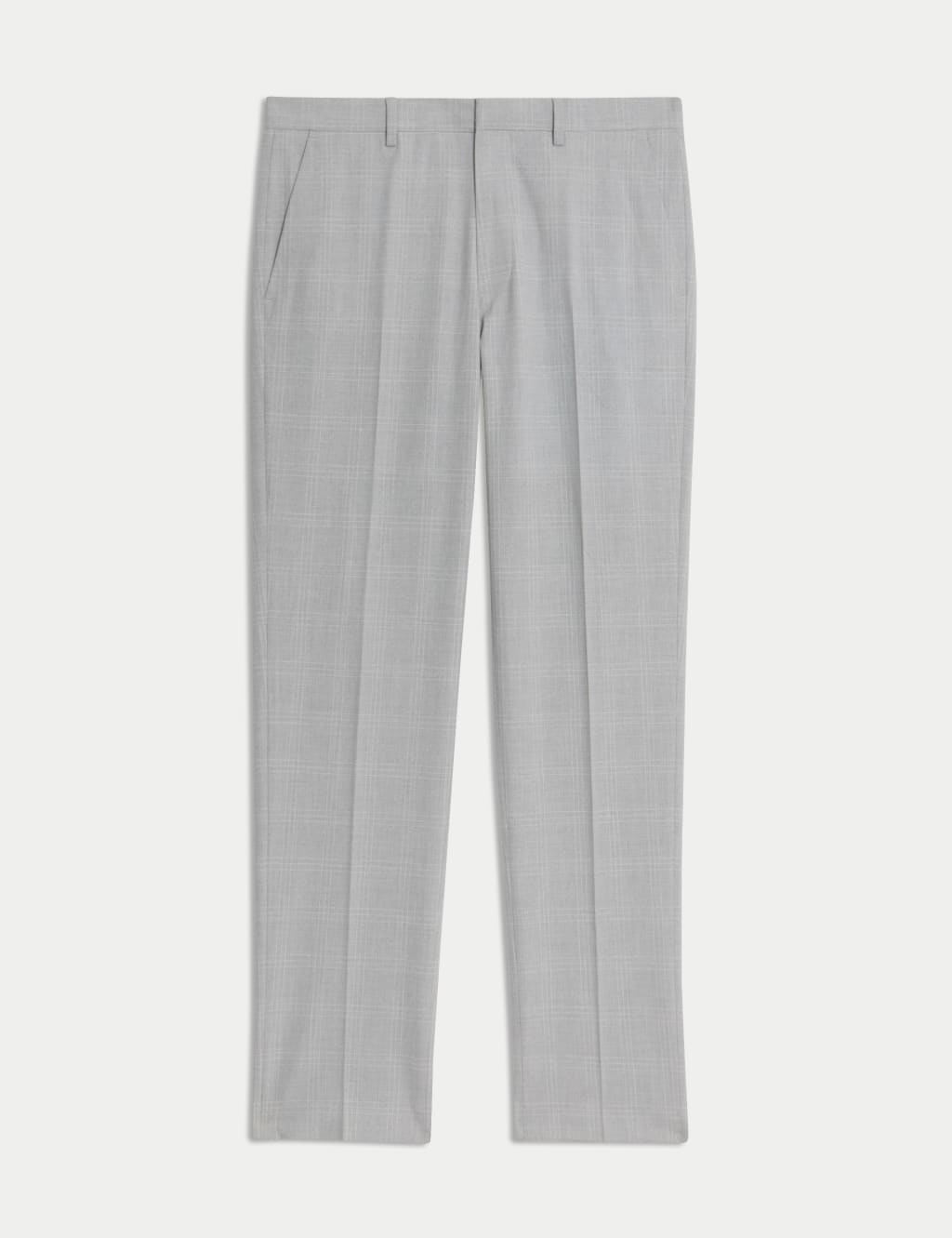 Tailored Fit Flat Front Check Trousers 2 of 6