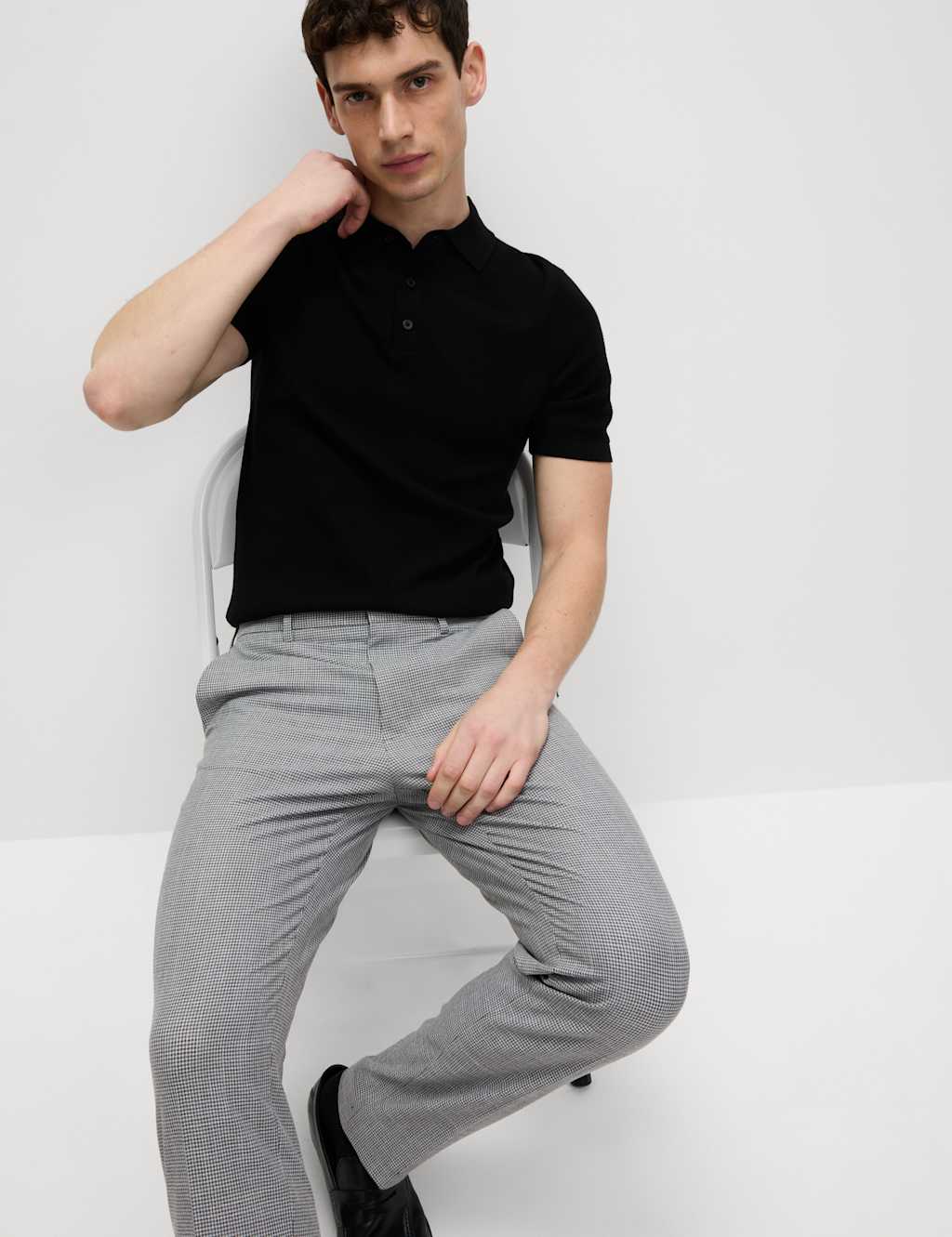 Tailored Fit Puppytooth Flat Front Trousers 5 of 7