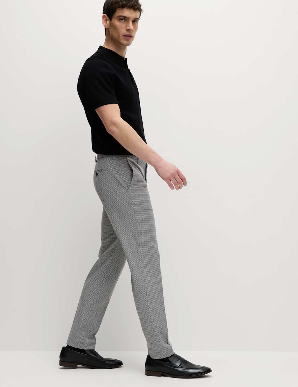 Tailored Fit Puppytooth Flat Front Trousers 6 of 7