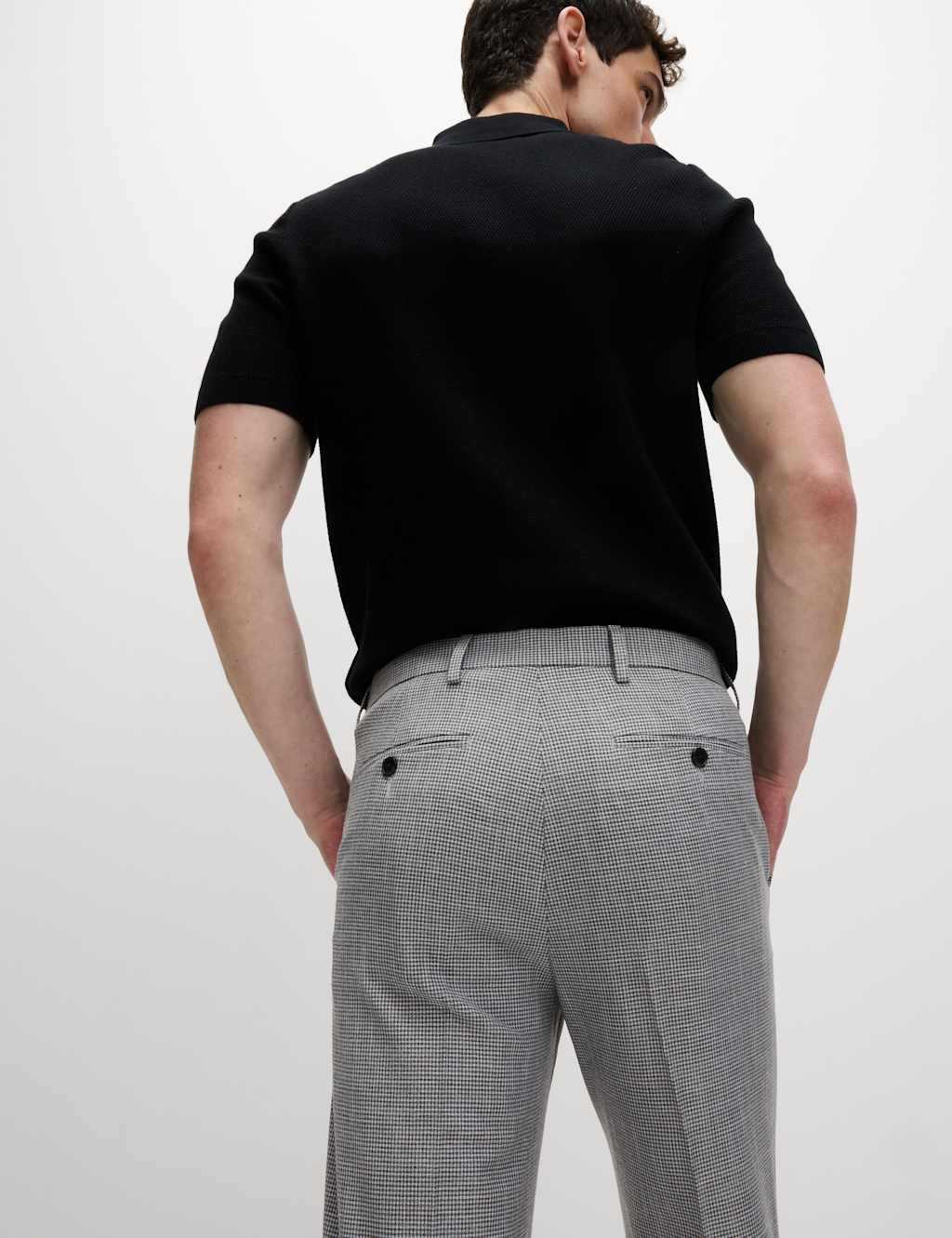 Tailored Fit Puppytooth Flat Front Trousers 7 of 7
