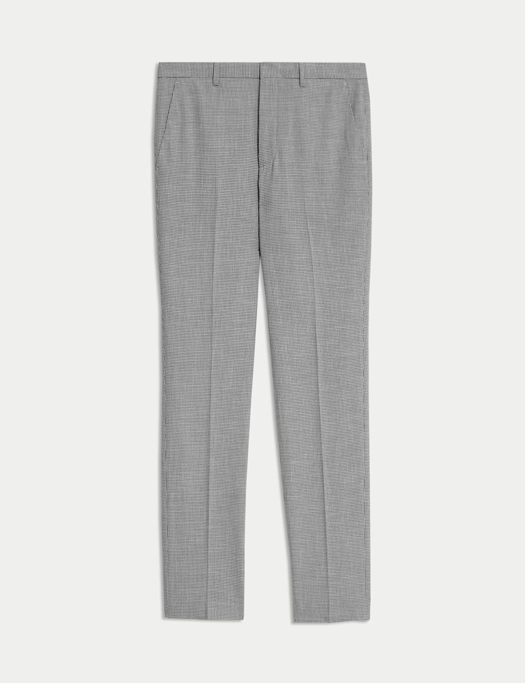 Tailored Fit Puppytooth Flat Front Trousers 2 of 7