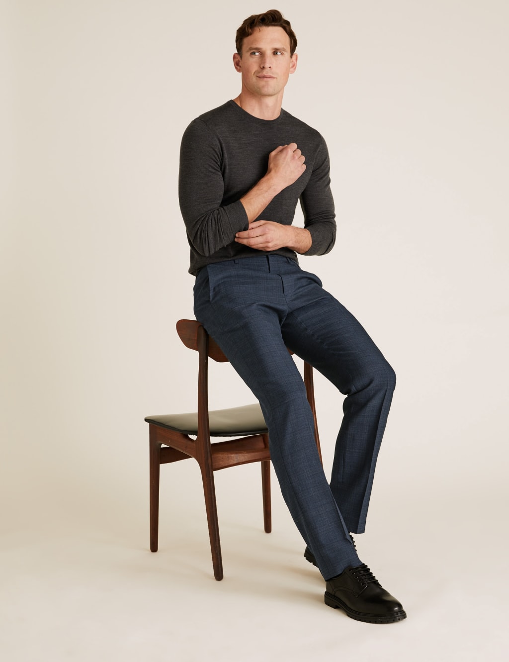 Regular Fit Wool Checked Trousers 1 of 6