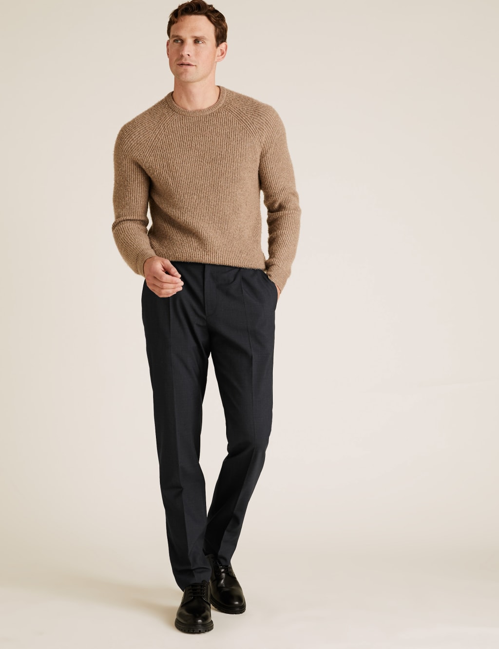 Regular Fit Wool Flat Front Trousers 1 of 6
