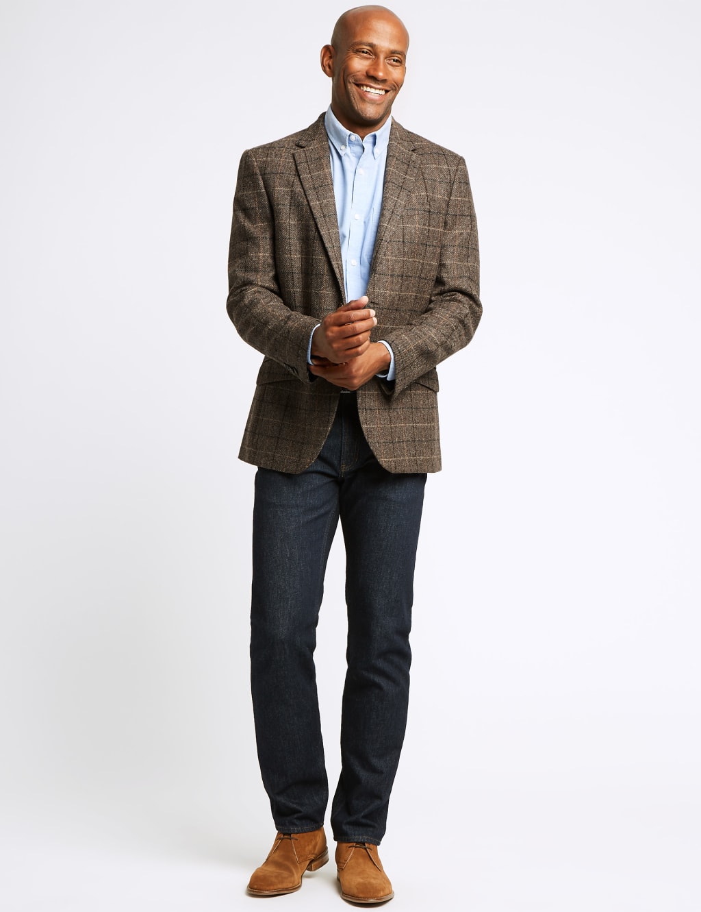 Pure Wool Brown Checked Regular Fit Jacket M S Collection Luxury M S