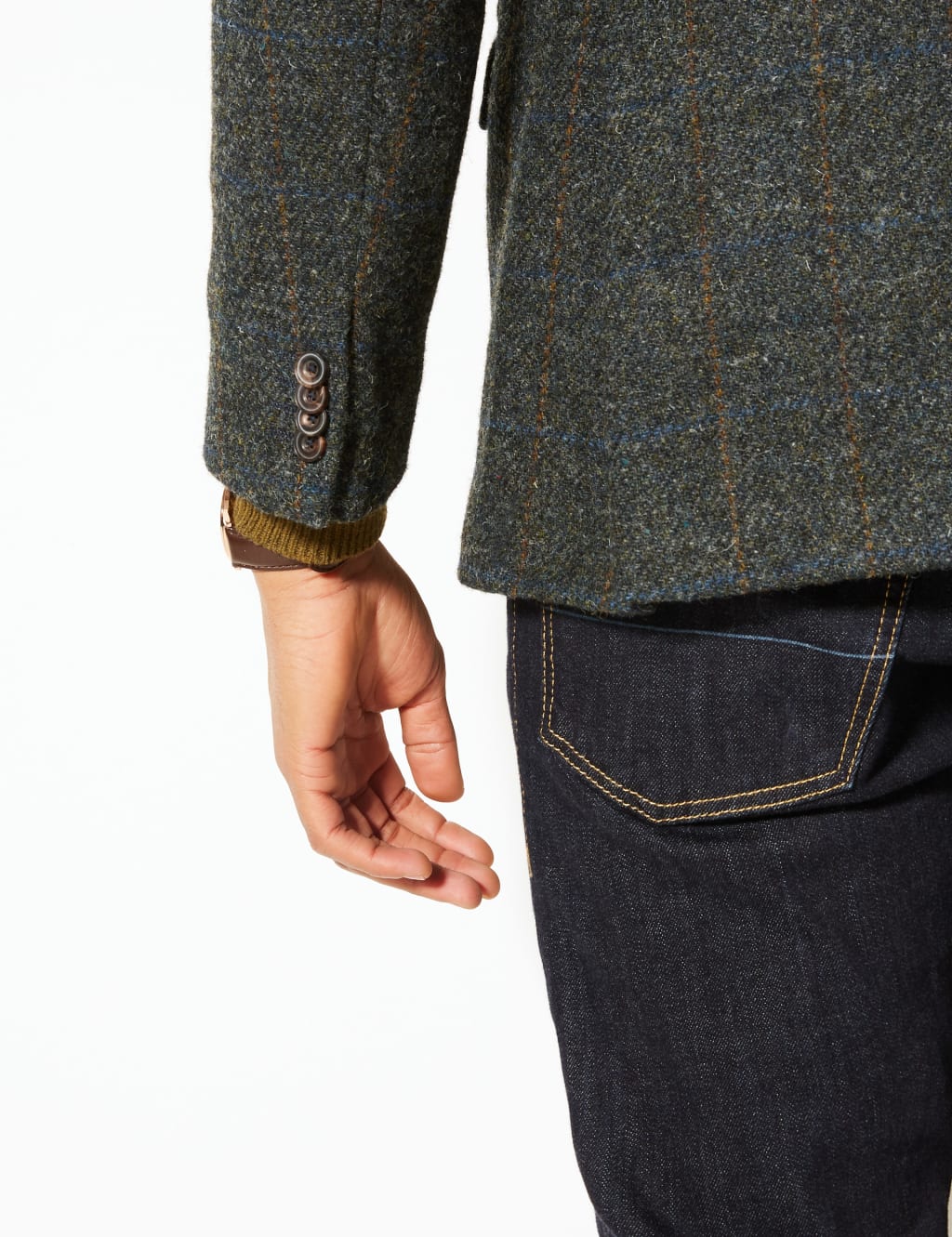 Pure Wool Navy Harris Tweed Tailored Jacket M S Collection Luxury M S