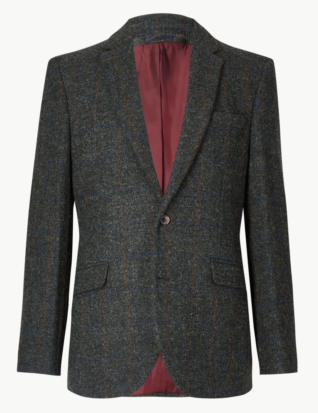 Pure Wool Navy Harris Tweed Tailored Jacket M S Collection Luxury M S