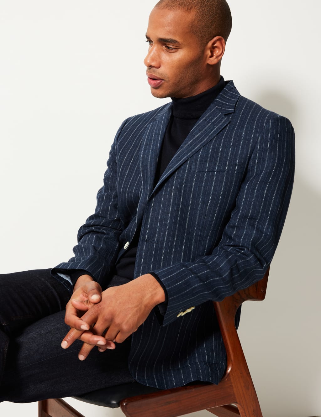 Pure Linen Striped Tailored Fit Jacket M S Collection Luxury M S
