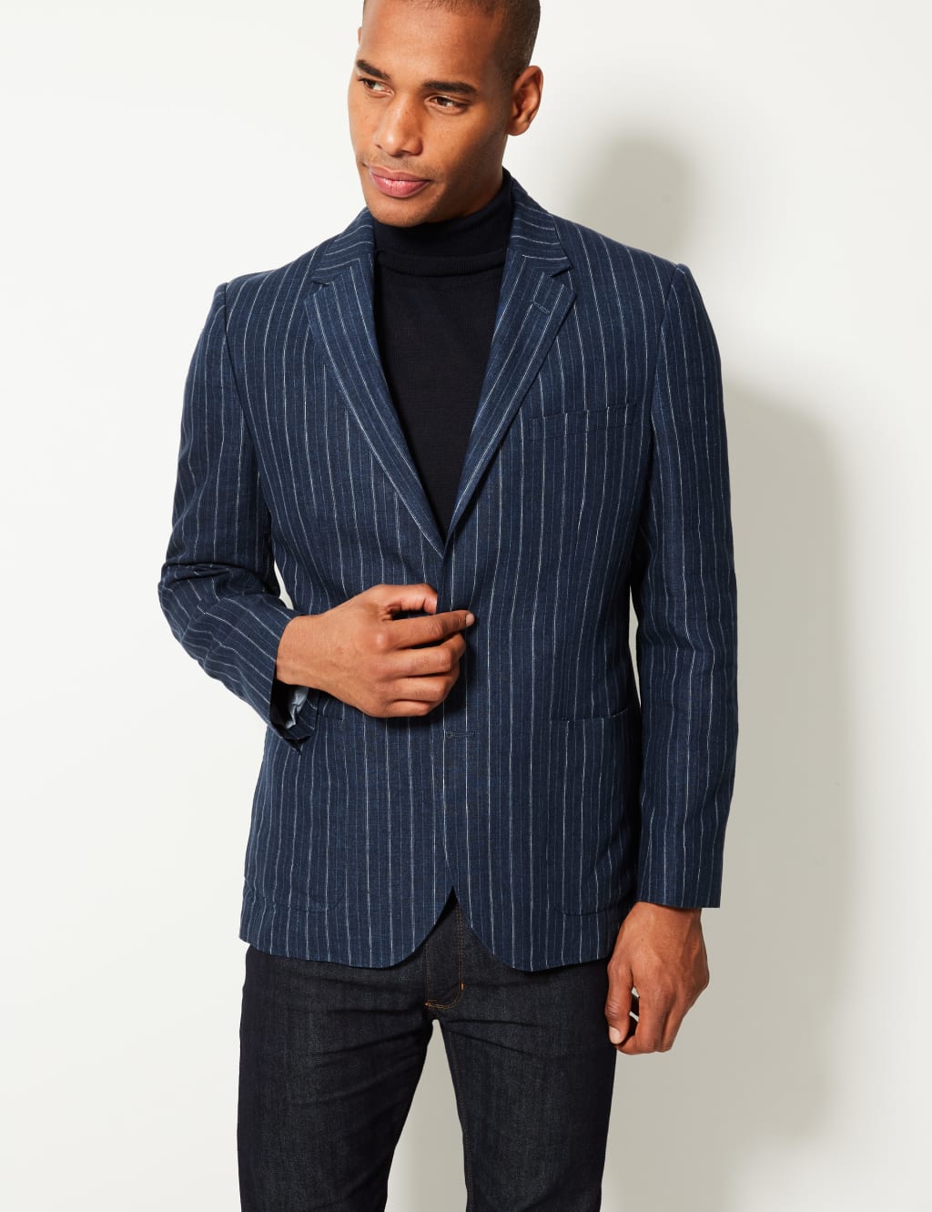 Striped linen jacket hot sale