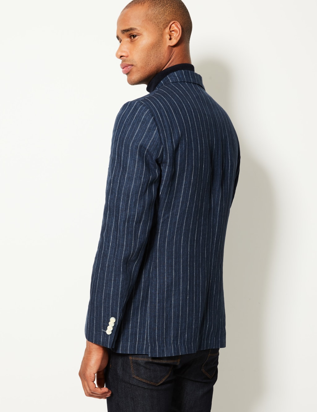 Pure Linen Striped Tailored Fit Jacket 4 of 7