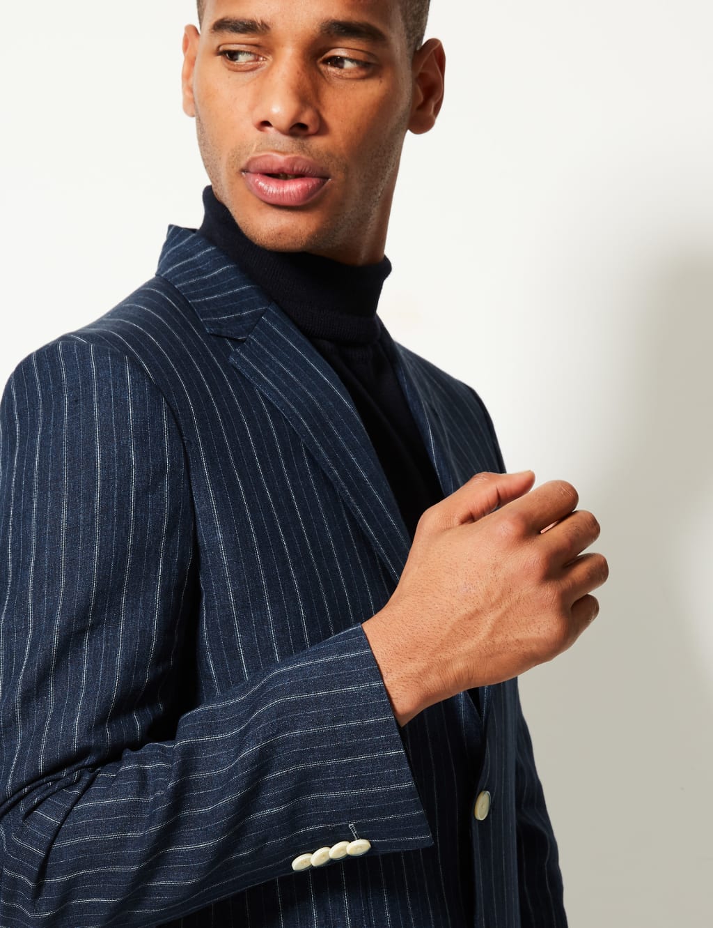 Pure Linen Striped Tailored Fit Jacket 5 of 7