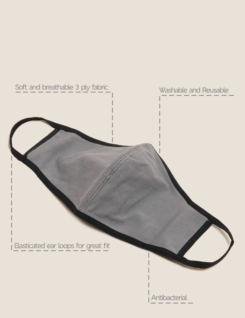 5 Pack Reusable Jersey 3-Ply Face Coverings 4 of 7