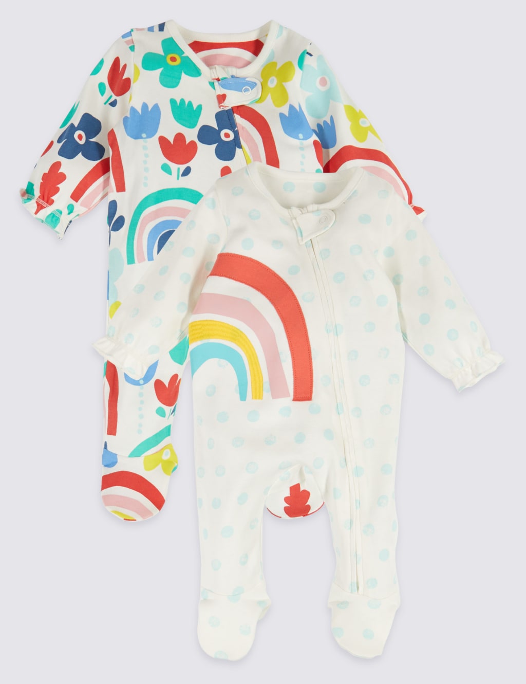 2 Pack Pure Cotton Sleepsuits 1 of 6