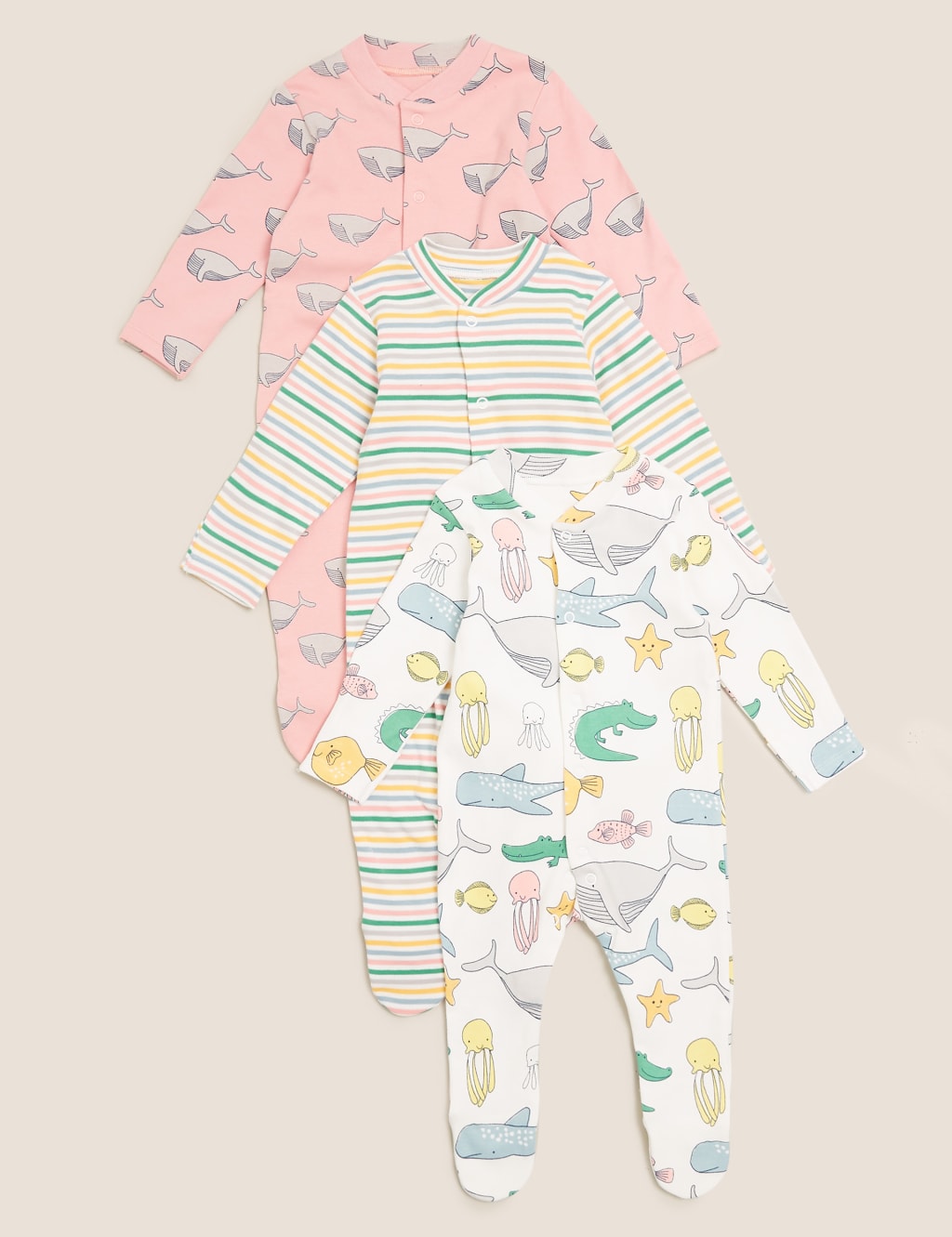 3pk Organic Cotton Animal Sleepsuits (7lbs - 3 Yrs) 1 of 8