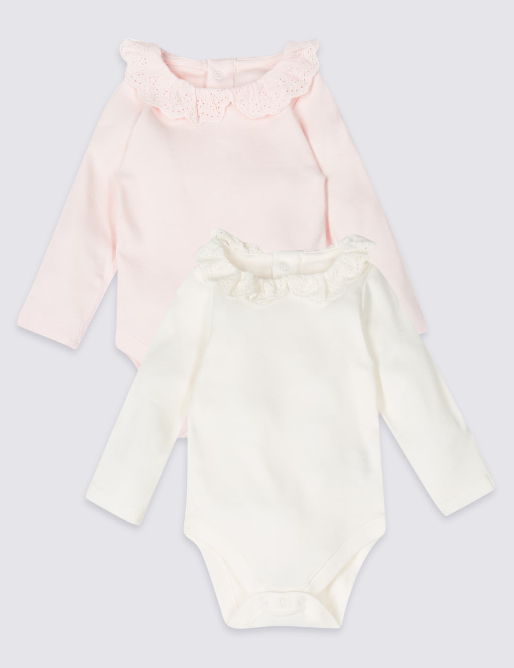 2 Pack Pure Cotton Bodysuits (6½lbs-12 Mths) 1 of 5
