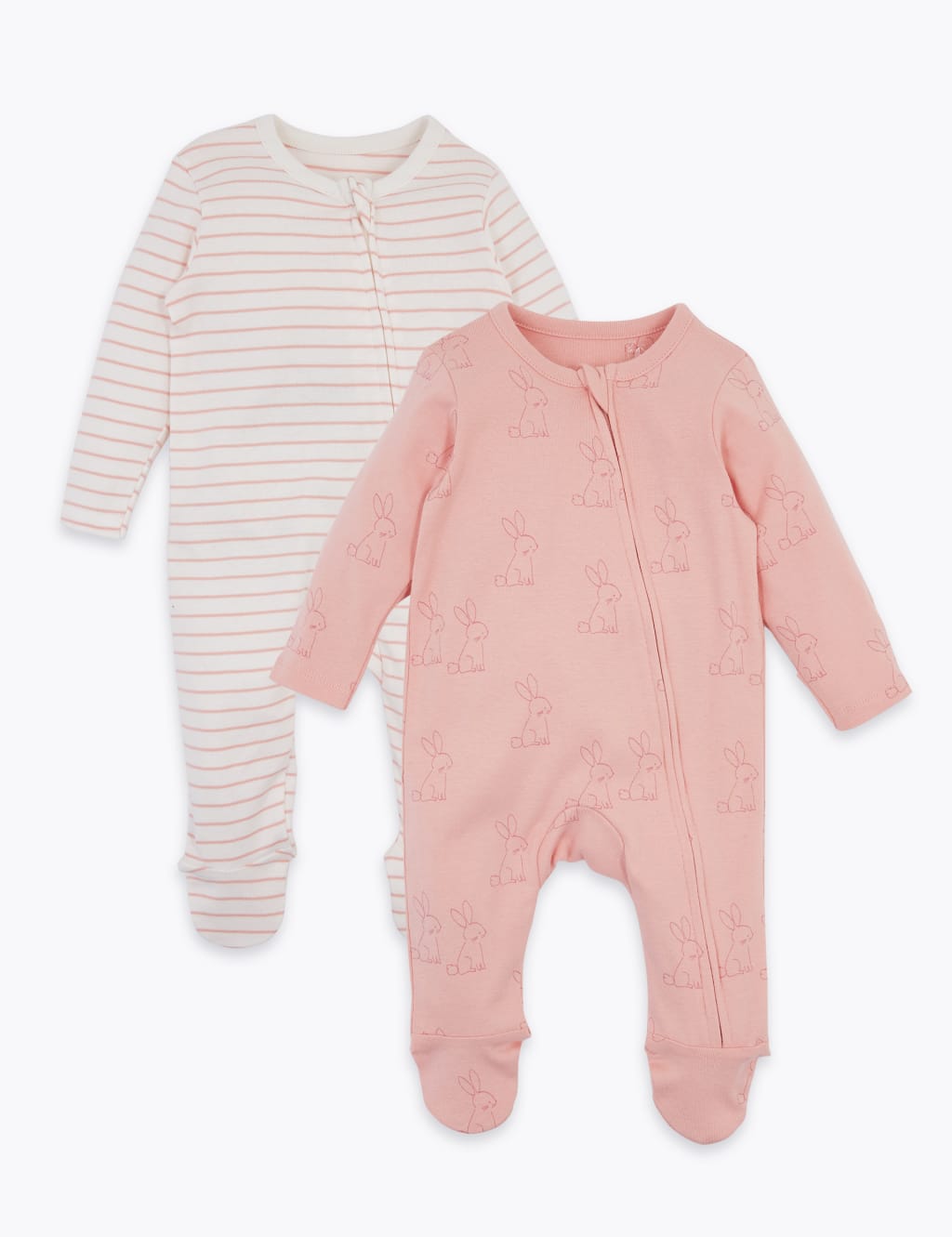 2 Pack Cotton Patterned Sleepsuits (7lbs-12 Mths) 1 of 7