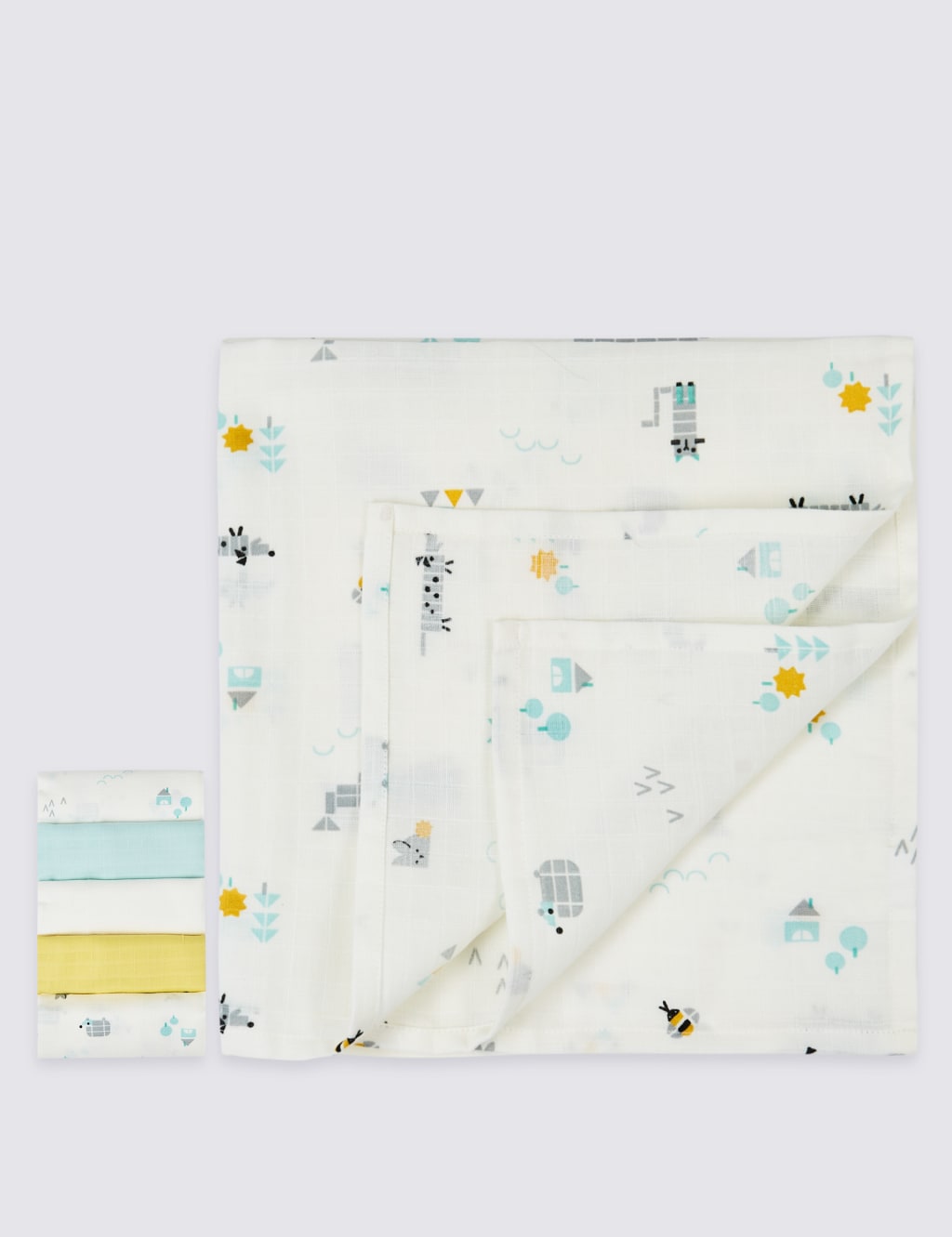 5 Pack Pure Cotton Muslin Squares 1 of 2