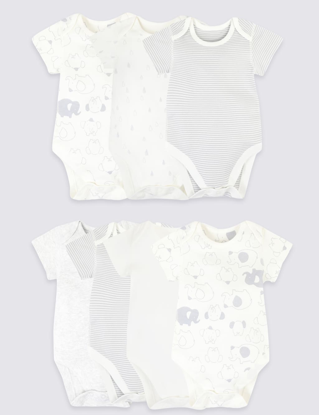 7 Pack Organic Pure Cotton Animal Bodysuits 1 of 8