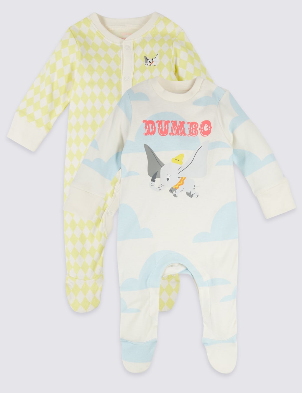 Disney Dumbo 2 Pack Hanging Sleepsuits M S IE