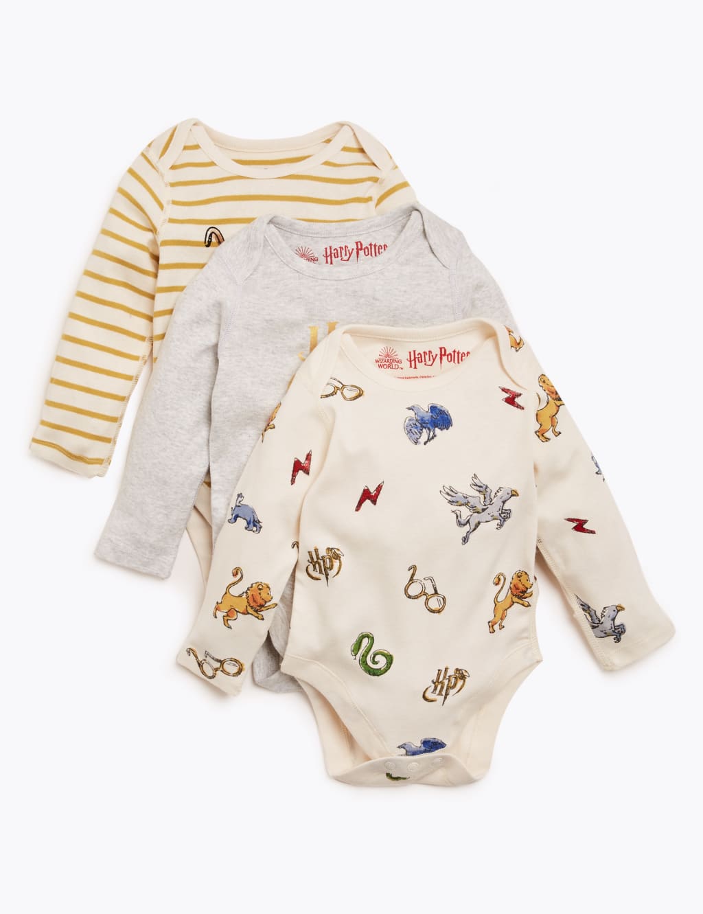 3pk Harry Potter Pure Cotton Bodysuits 7lbs 3 Yrs M S IE