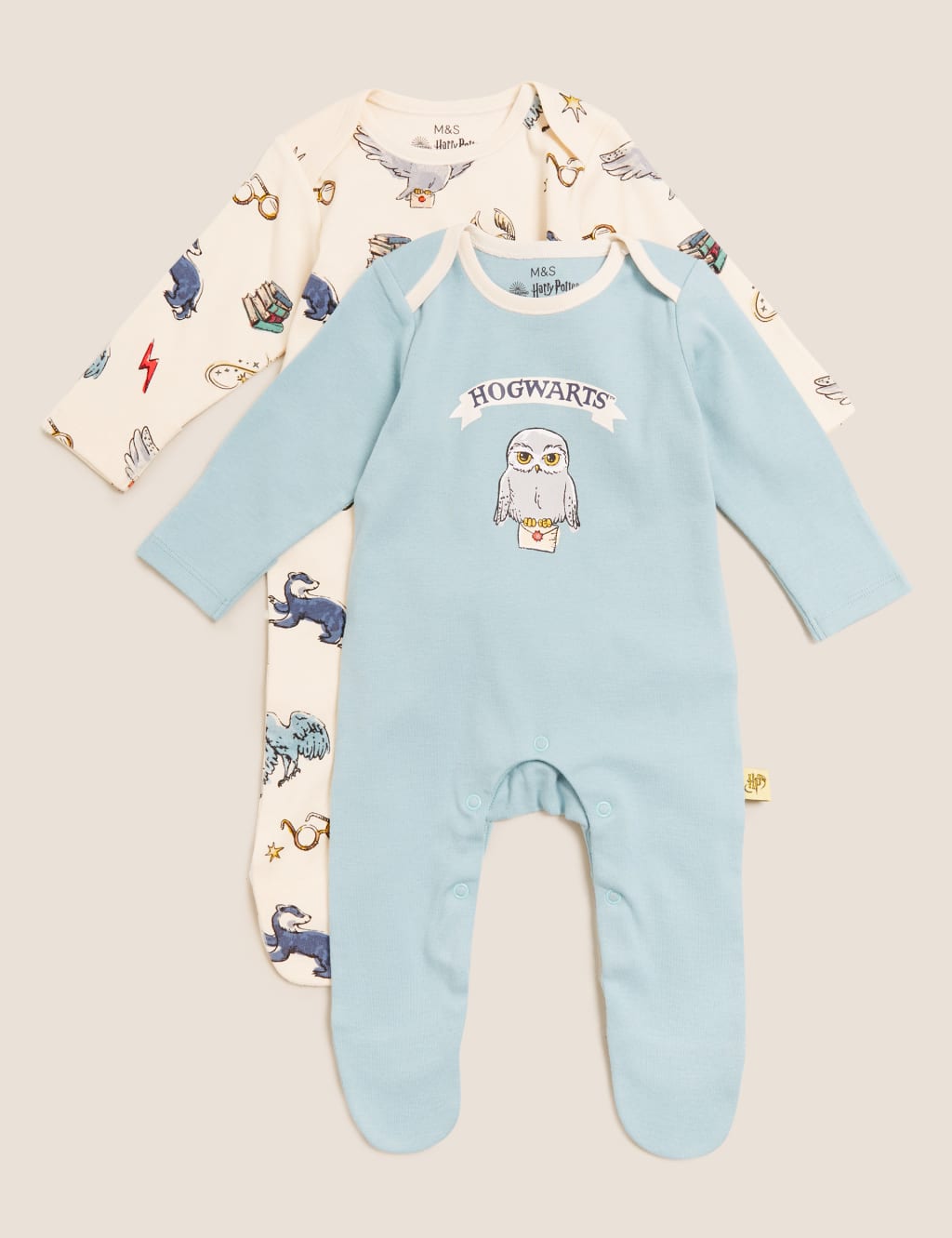 Harry Potter™ 2pk Pure Cotton Sleepsuits (7lbs-3 Yrs) 1 of 8