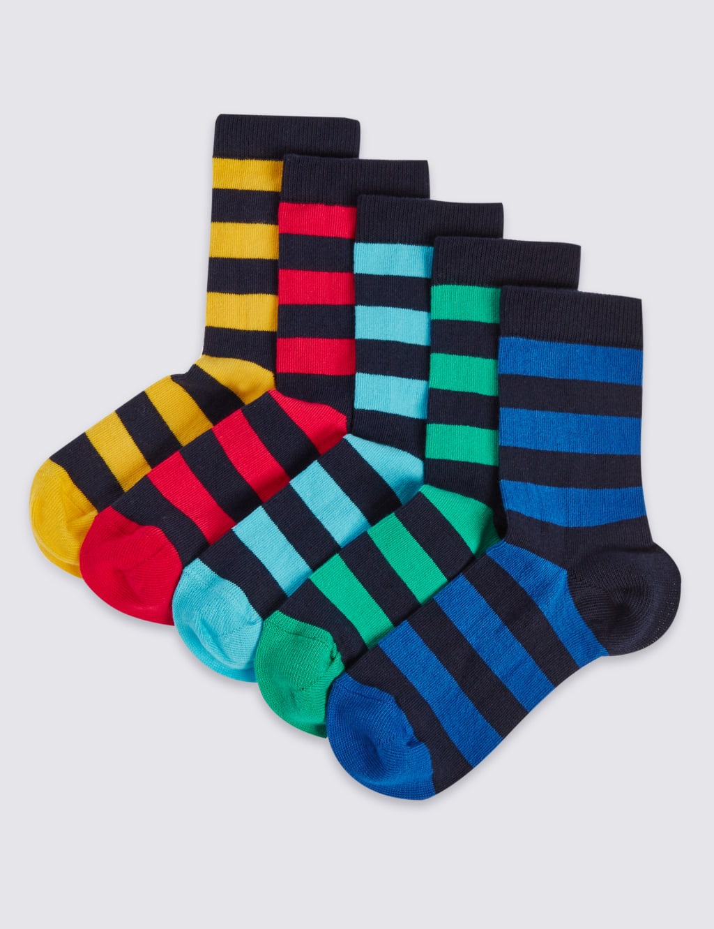5 Pack of Rugby Stripe Socks 1 of 1