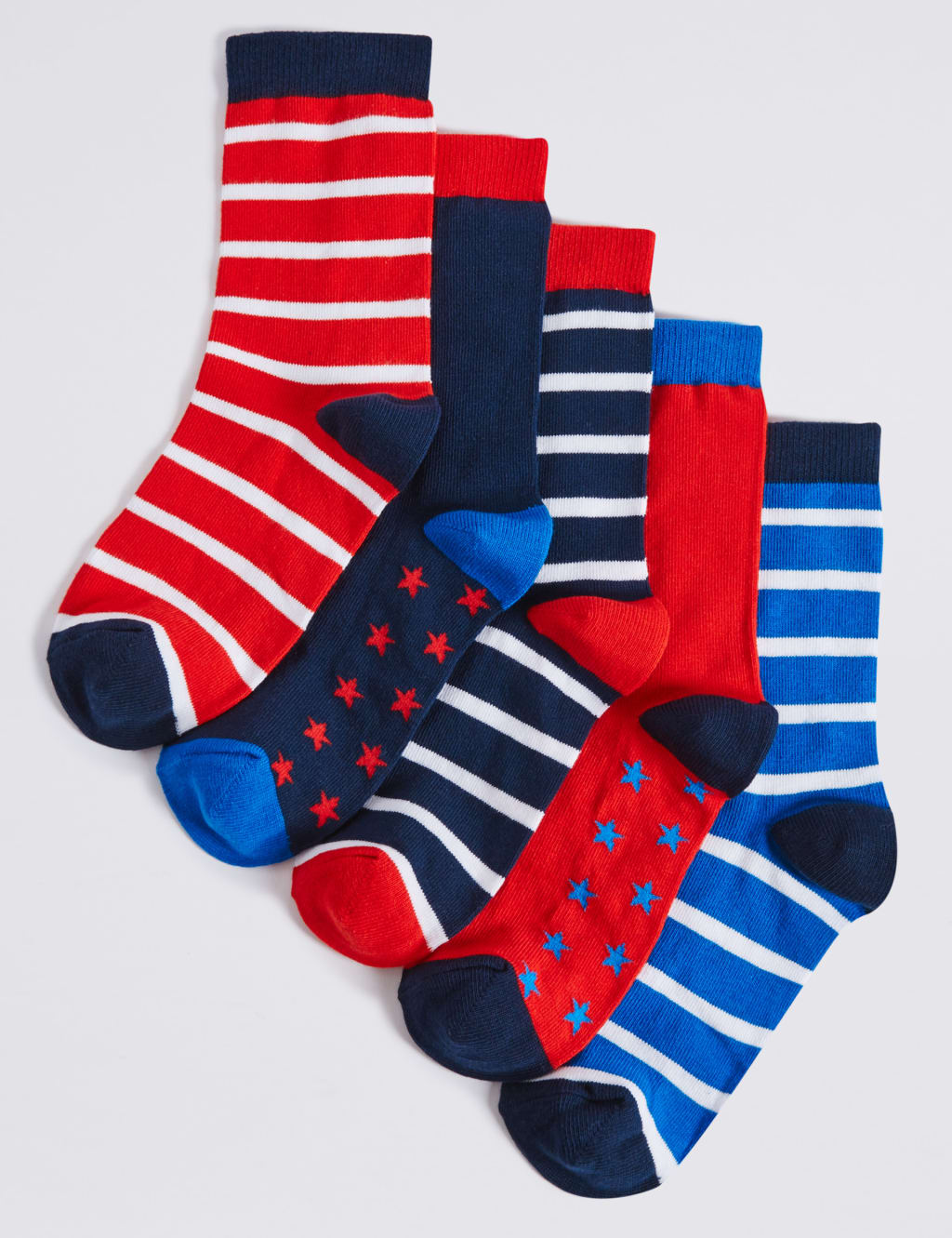 5 Pairs of Freshfeet™ Nautical Socks (1-14 Years) 1 of 1