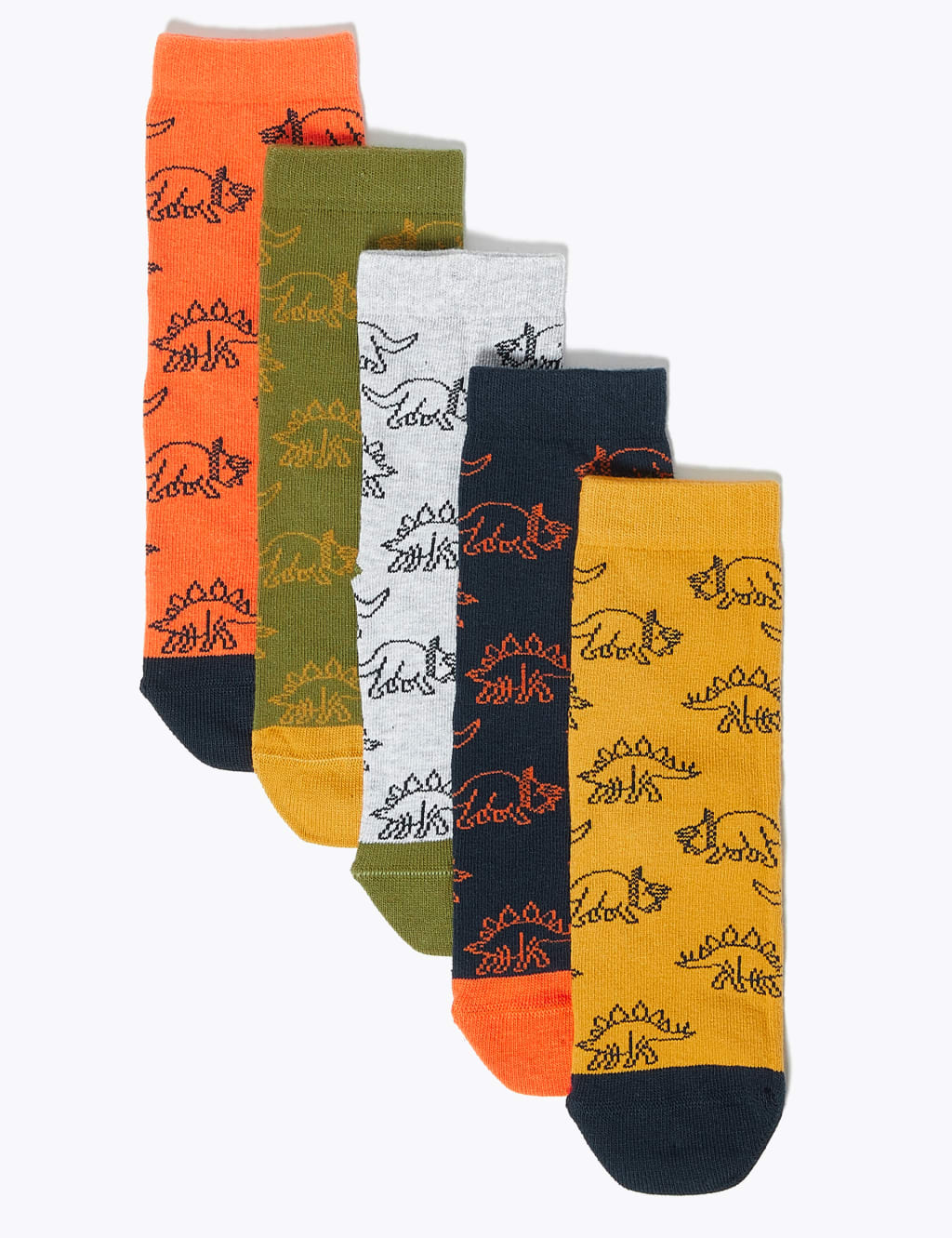 5 Pack Cotton Rich Dinosaur Print Socks 1 of 1