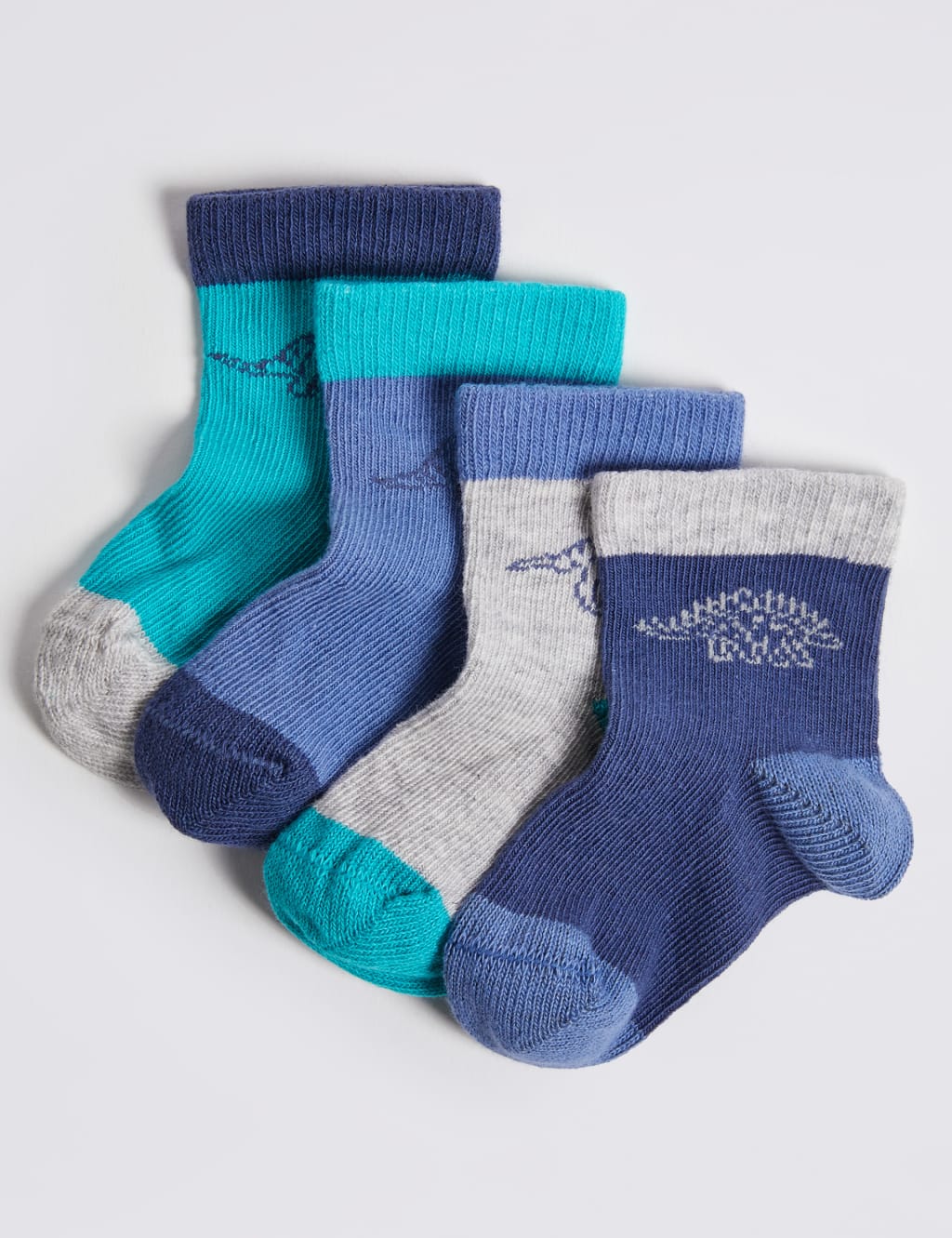 4 Pairs of Dinosaurs Baby Socks 1 of 2