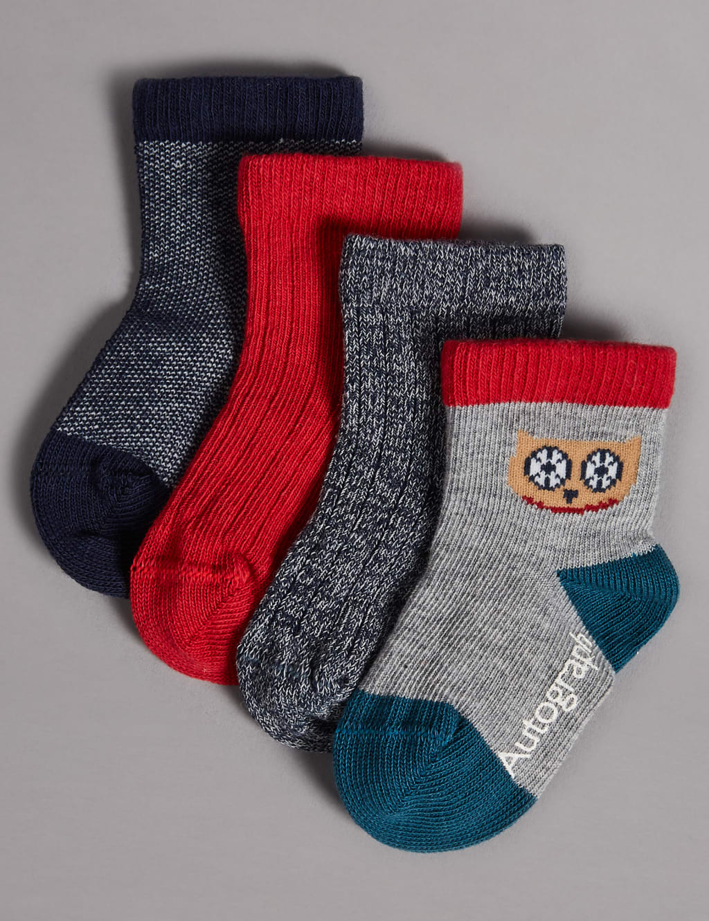4 Pairs of Cotton Rich Socks (0-24 Months) 1 of 3