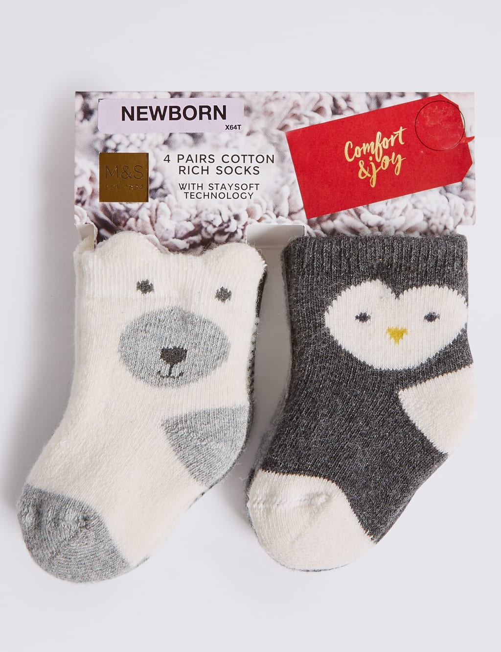4 Pack of Cotton Rich Socks (0-24 Months) 2 of 2