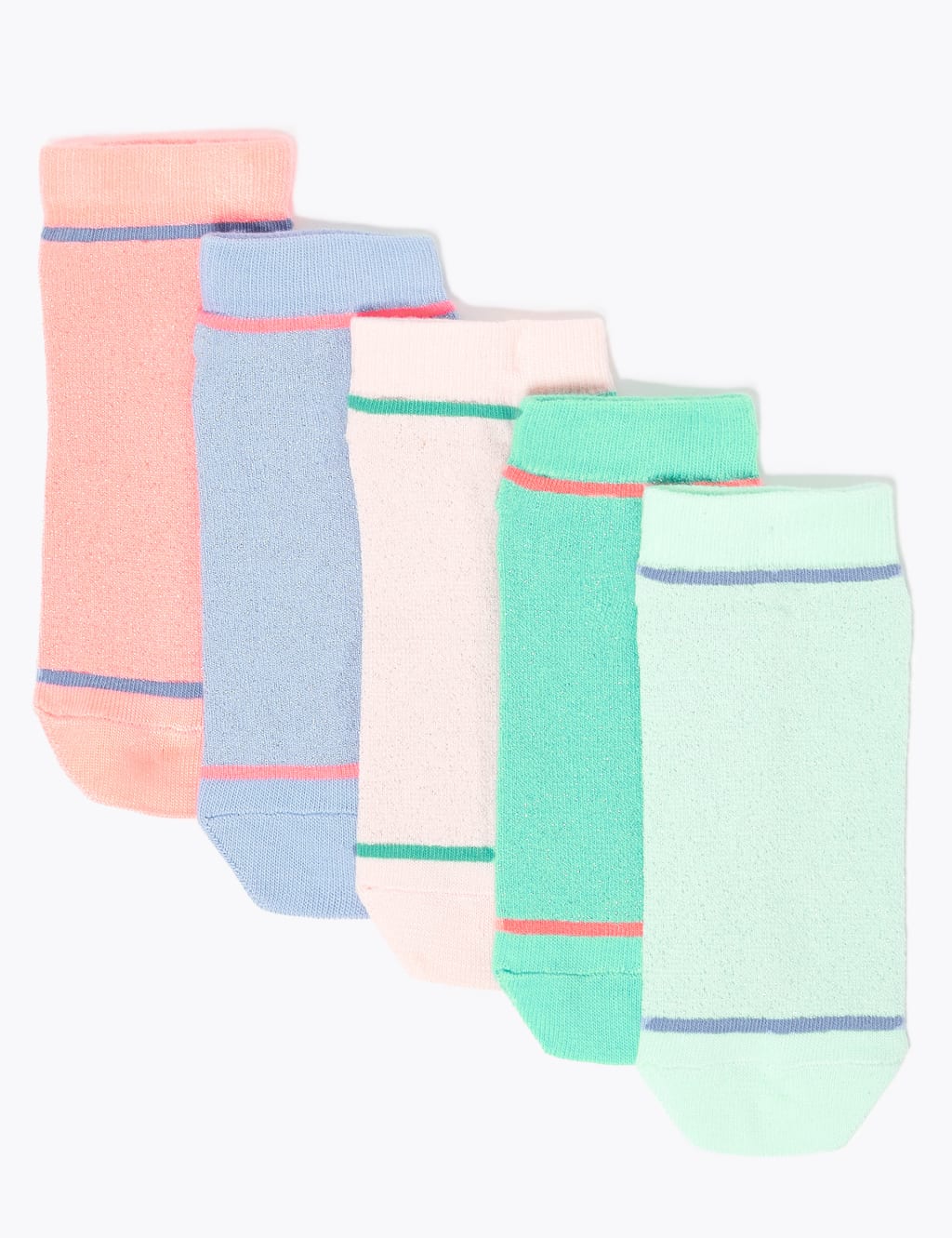 5 Pack Sparkle Trainer Liner Socks 1 of 1