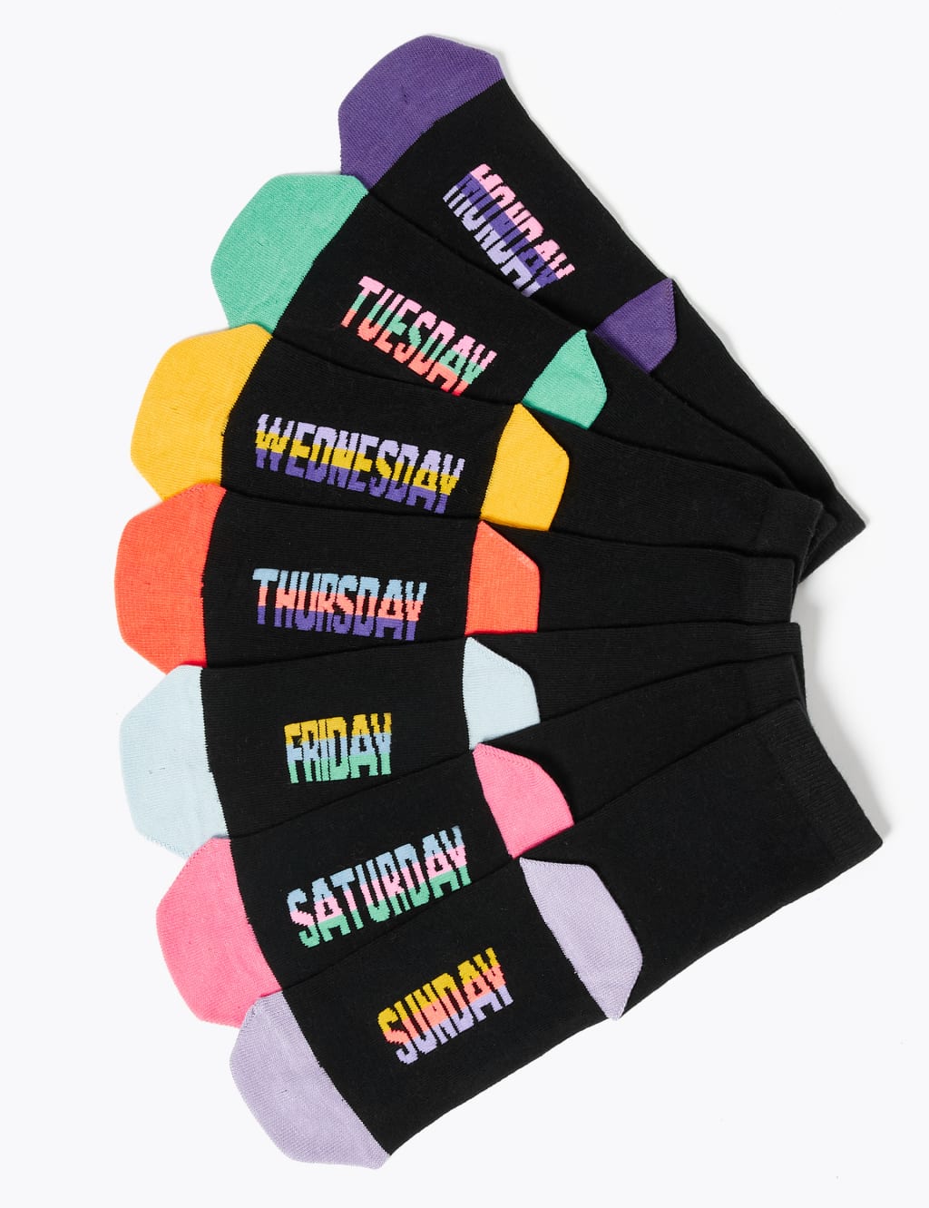 7pk Cotton Days of the Week Socks 1 of 2