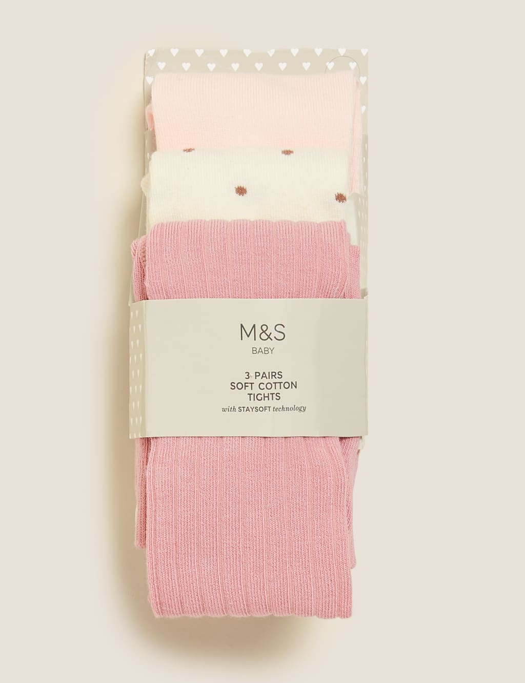 3pk Cotton Tonal Baby Tights 1 of 3