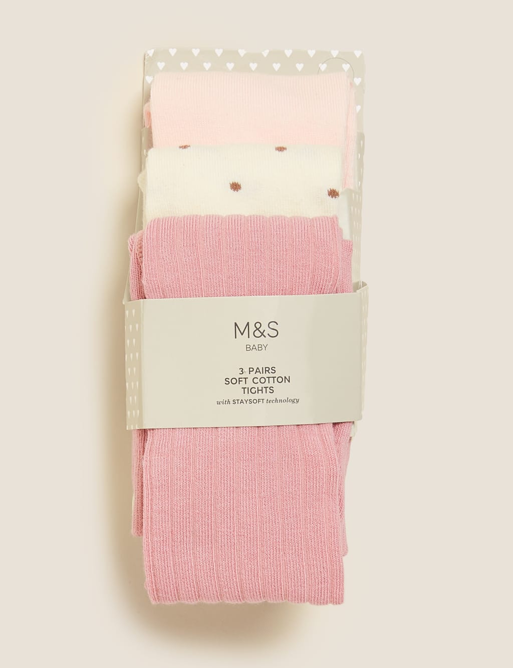 3pk Cotton Tonal Baby Tights 2 of 3