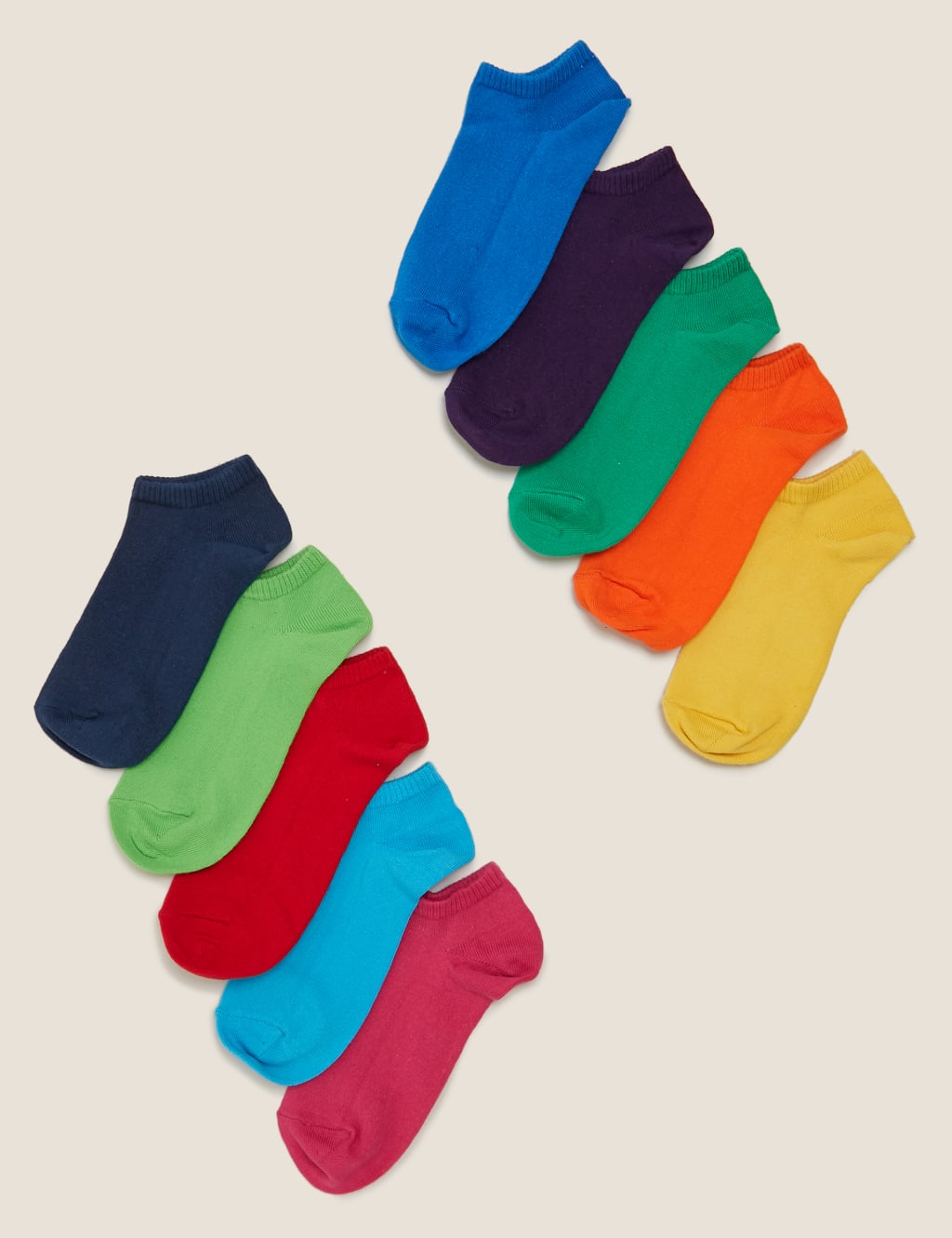 10pk Cotton Colourful Trainer Liner Socks 1 of 1