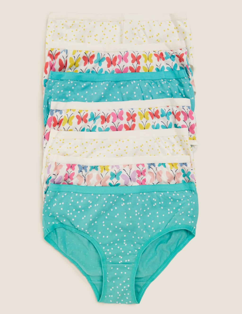 7pk Pure Cotton Patterned Knickers (2-16 Yrs) 1 of 1