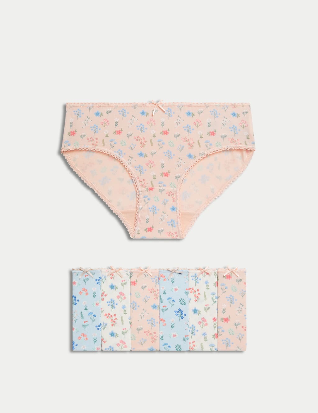 7pk Cotton with Stretch Floral Knickers 2 12 Yrs