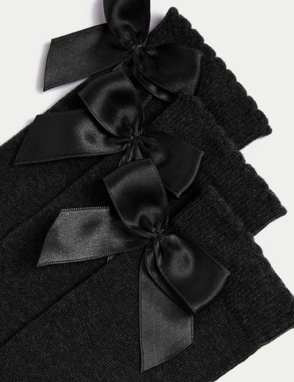 3p Cotton Rich Picot Knee High Bow Socks (6-8½ Small - 4-7 Large) 2 of 2