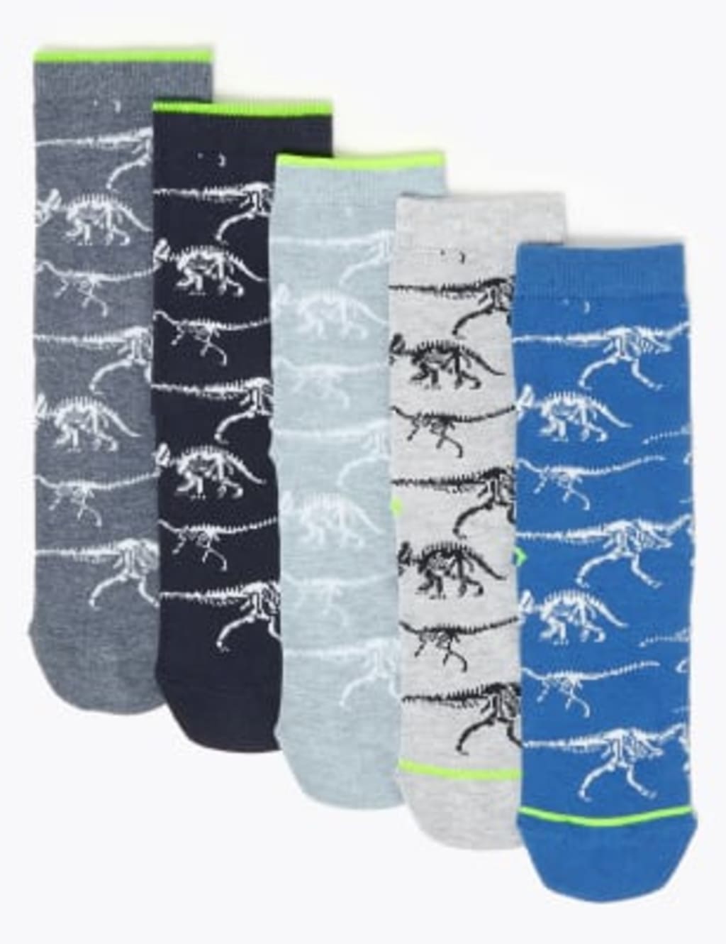 5 Pack of Cotton Rich Dinosaur Socks 1 of 1