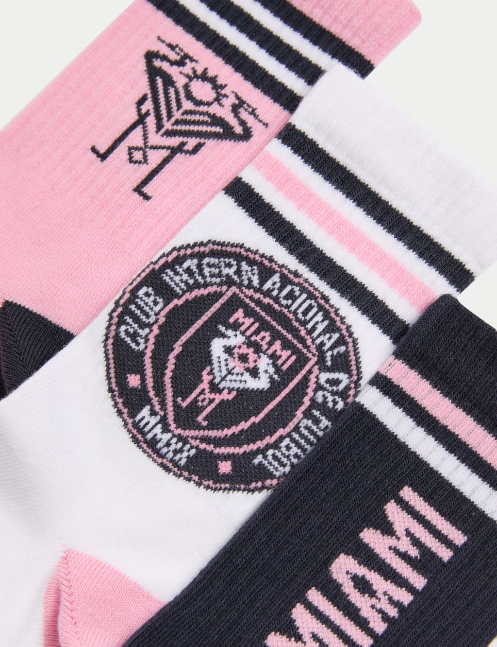 3pk Cotton Rich Inter Miami Sports Socks (8½ Small - 7 Large) 2 of 2