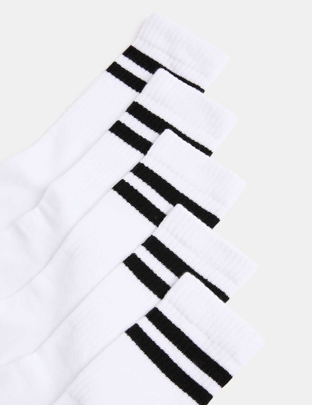 5pk Cotton Rich Striped Sports Socks (6 Small-7 Large) 2 of 2
