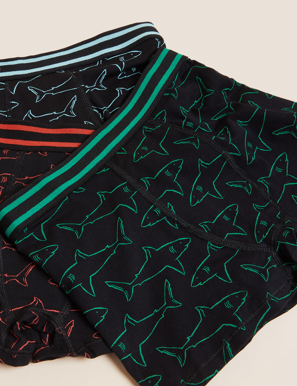 5pk Cotton Rich Shark Trunks (2-16 Yrs) 2 of 2