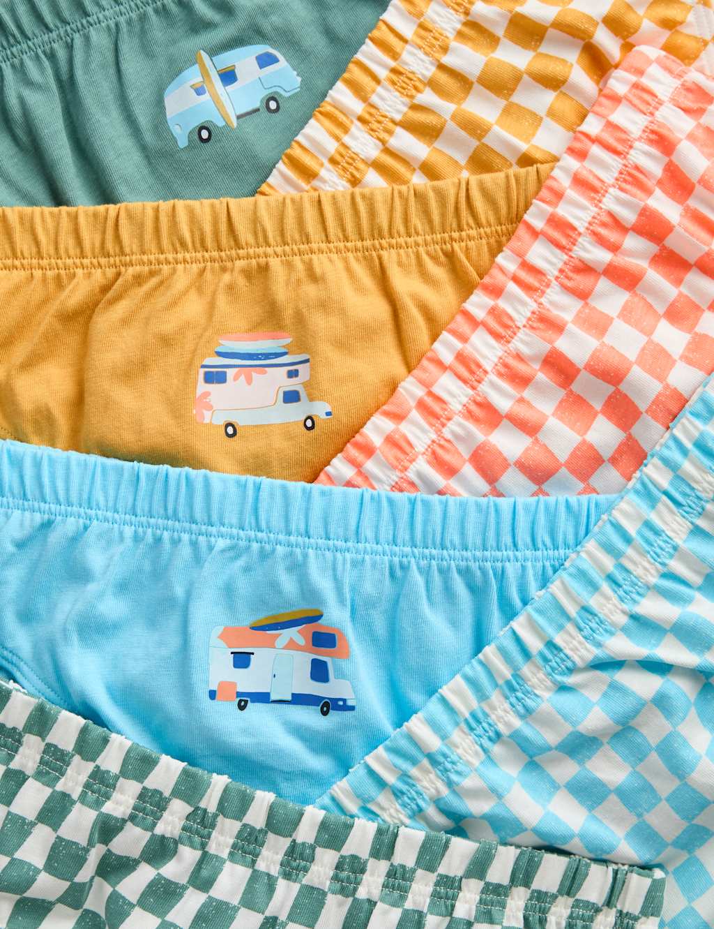 7pk Pure Cotton Surf Check Briefs (2-8 Yrs) 2 of 2