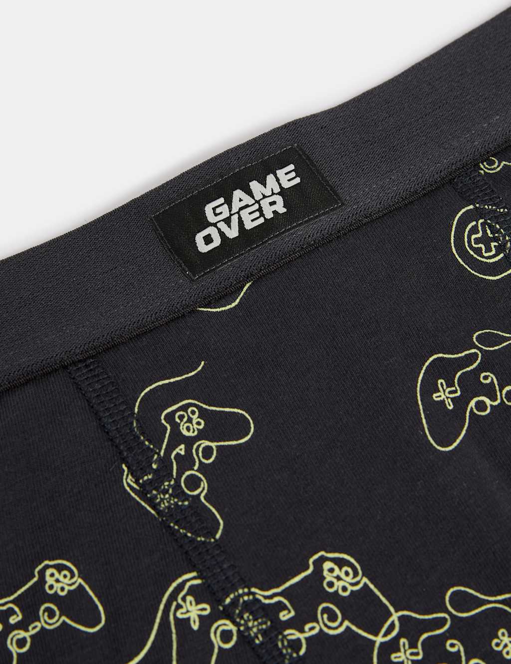 5pk Cotton with Stretch Gamer Trunks (5-16 Yrs) 2 of 2