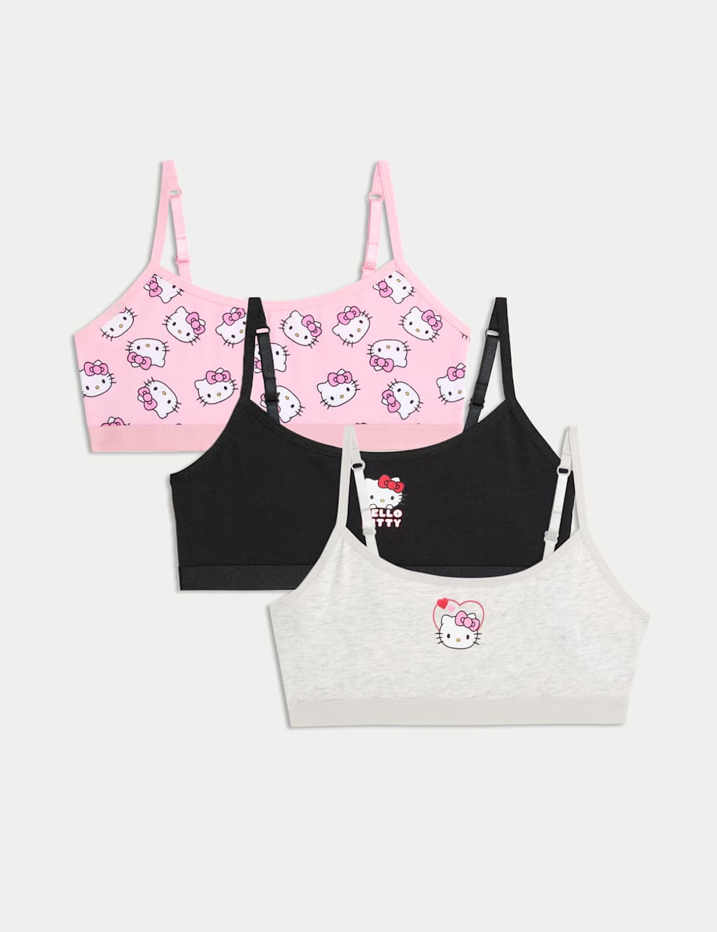 3pk Cotton Rich Hello Kitty™ Crop Tops (6-16 Yrs) 1 of 3