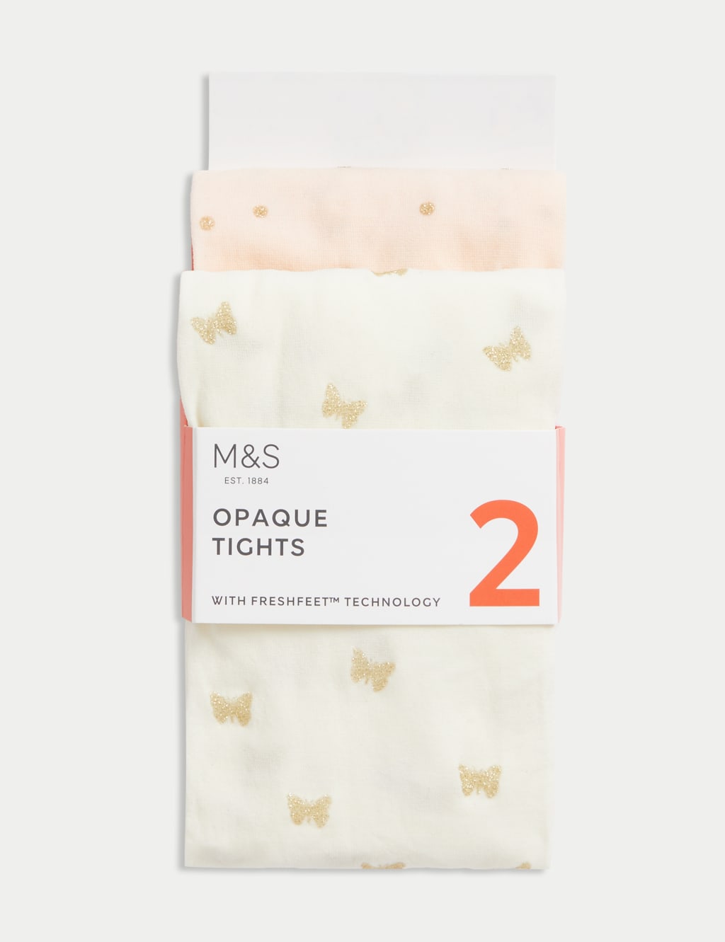 2pk 40 Denier Patterned Sparkle Tights (2-14 Yrs) 1 of 2