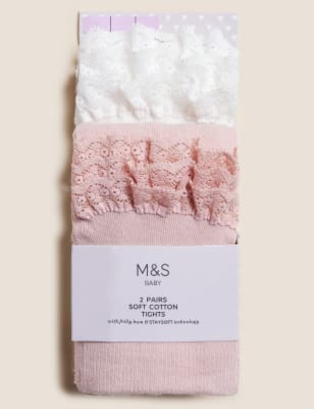 2pk Cotton Rich Frill Tights (0-2 Yrs) 1 of 2